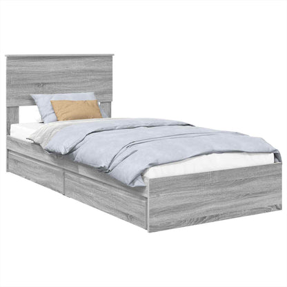 Letto con Contenitore con testiera Grigio Sonoma 100 x 200 cm | homemem39