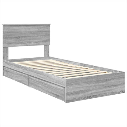 Letto con Contenitore con testiera Grigio Sonoma 100 x 200 cm | homemem39