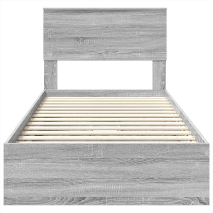 Letto con Contenitore con testiera Grigio Sonoma 100 x 200 cm | homemem39