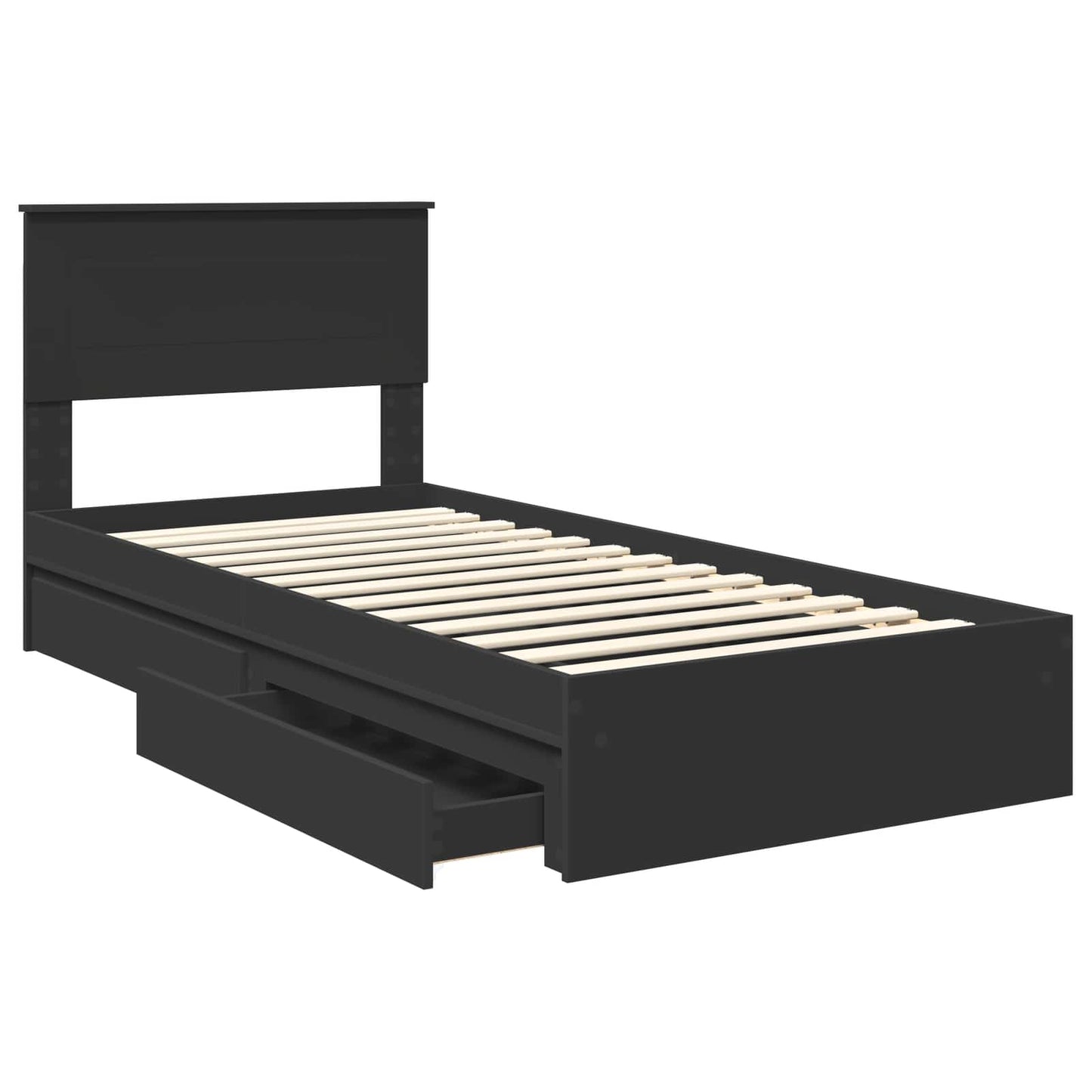 Letto con Contenitore Nero 90 x 190 cm Legno multistrato | homemem39