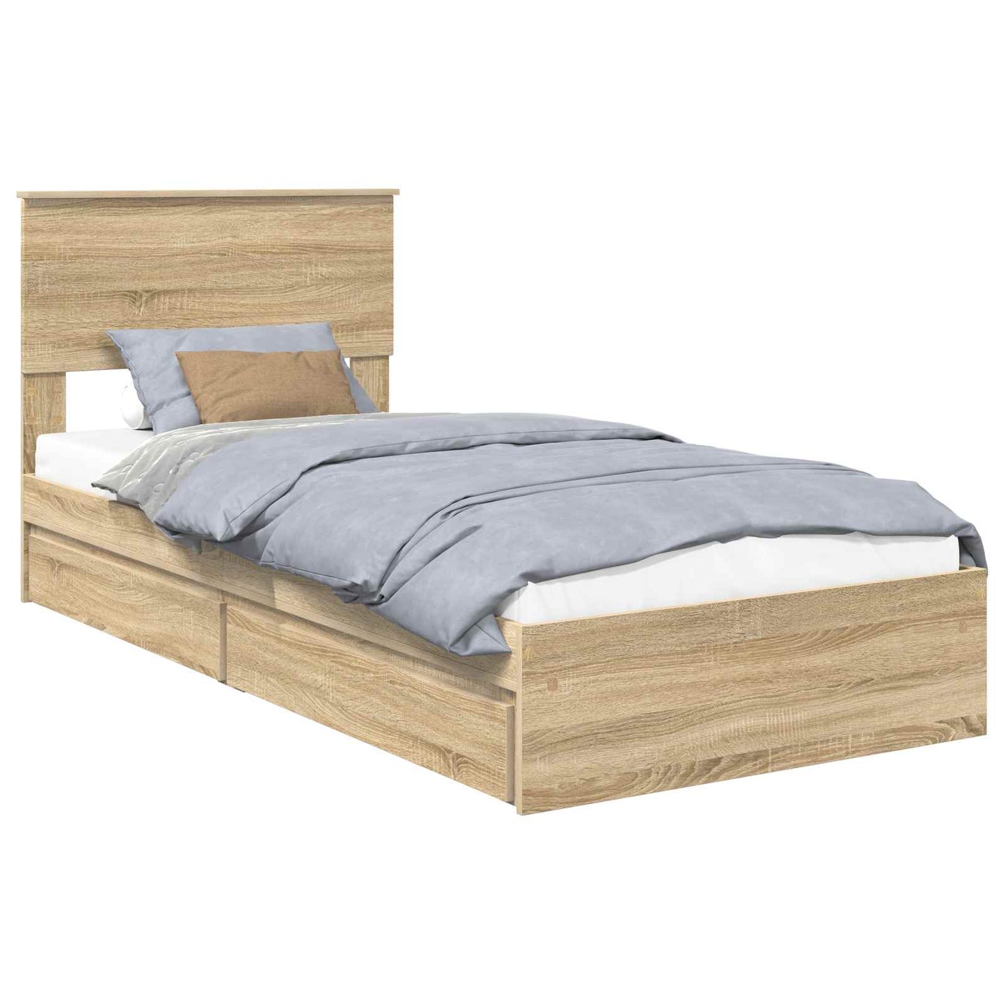 Letto con Contenitore con testiera Rovere Sonoma 90 x 190 cm | homemem39