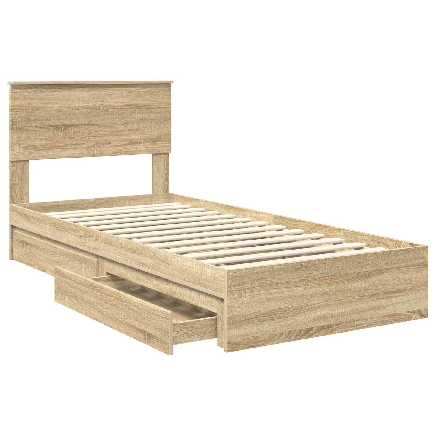 Letto con Contenitore con testiera Rovere Sonoma 90 x 190 cm | homemem39