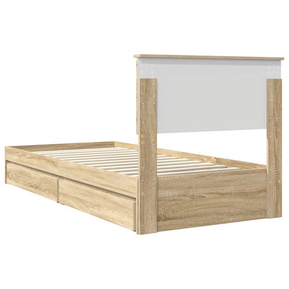 Letto con Contenitore con testiera Rovere Sonoma 90 x 190 cm | homemem39