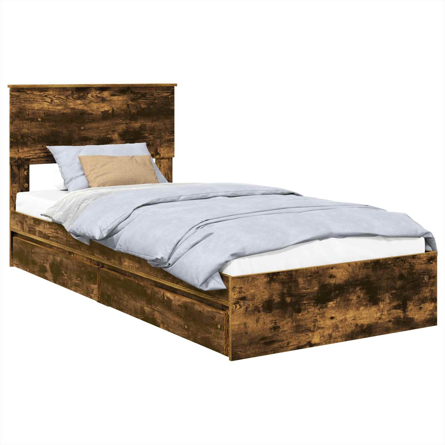 Letto con Contenitore Rovere fumé 90 x 190 cm Legno multistrato | homemem39