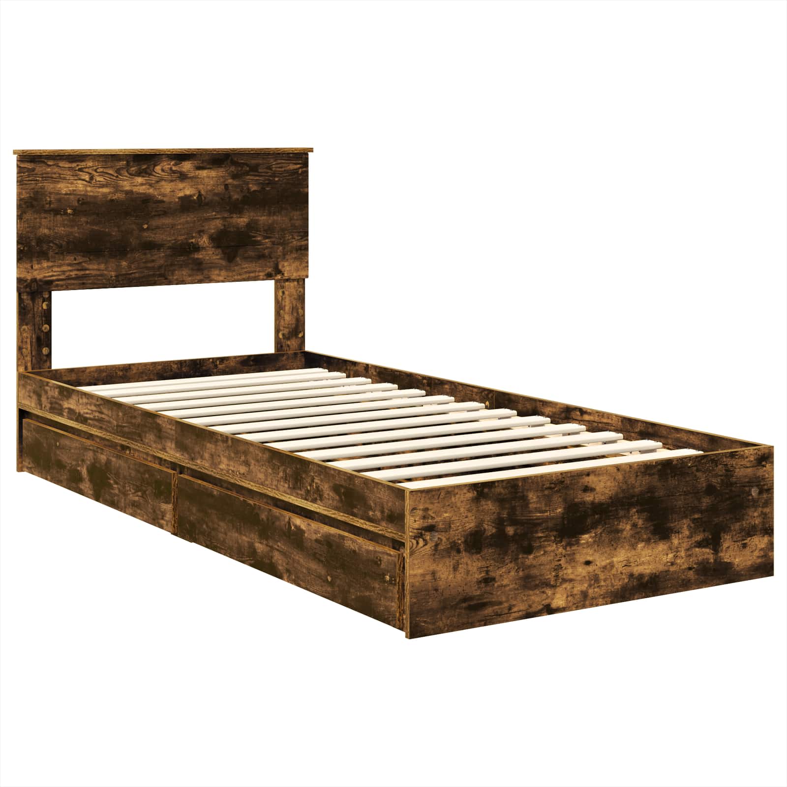Letto con Contenitore Rovere fumé 90 x 190 cm Legno multistrato | homemem39