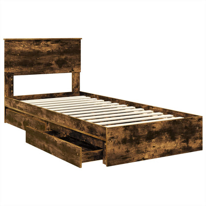 Letto con Contenitore Rovere fumé 90 x 190 cm Legno multistrato | homemem39
