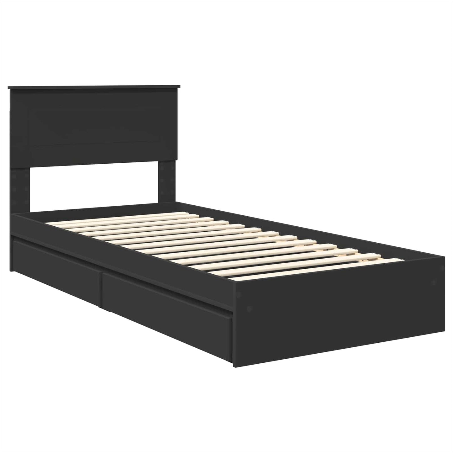 Letto con Contenitore Nero 75 x 190 cm Legno multistrato