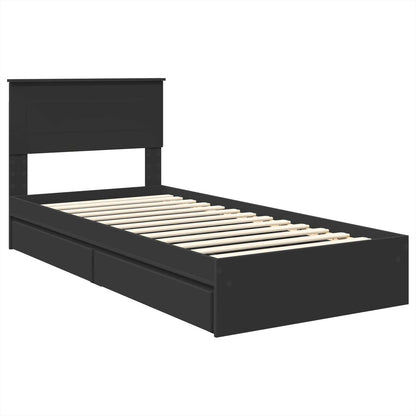 Letto con Contenitore Nero 75 x 190 cm Legno multistrato