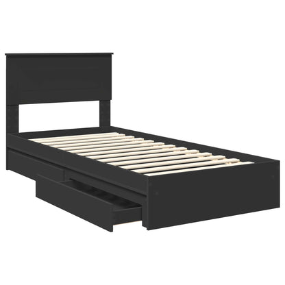 Letto con Contenitore Nero 75 x 190 cm Legno multistrato