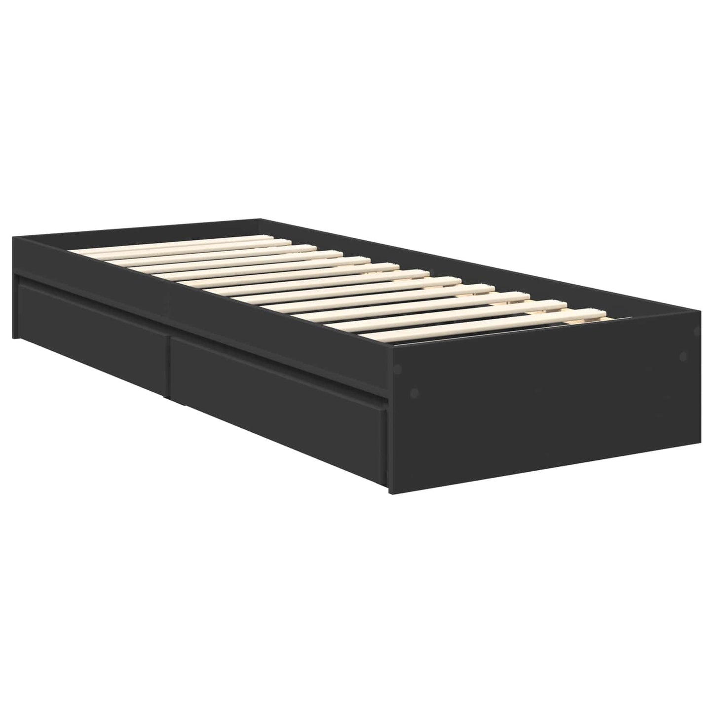 Letto con Contenitore Nero 75 x 190 cm Legno multistrato