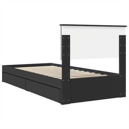 Letto con Contenitore Nero 75 x 190 cm Legno multistrato