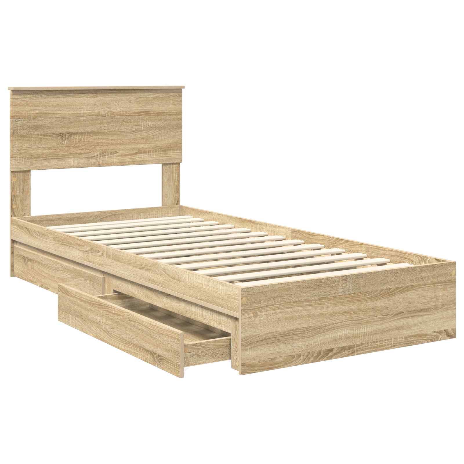 Letto con Contenitore con testiera Rovere Sonoma 75 x 190 cm | homemem39
