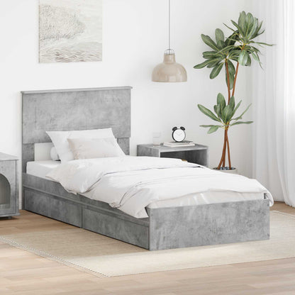 Letto con Contenitore con testiera Grigio cemento 75 x 190 cm
