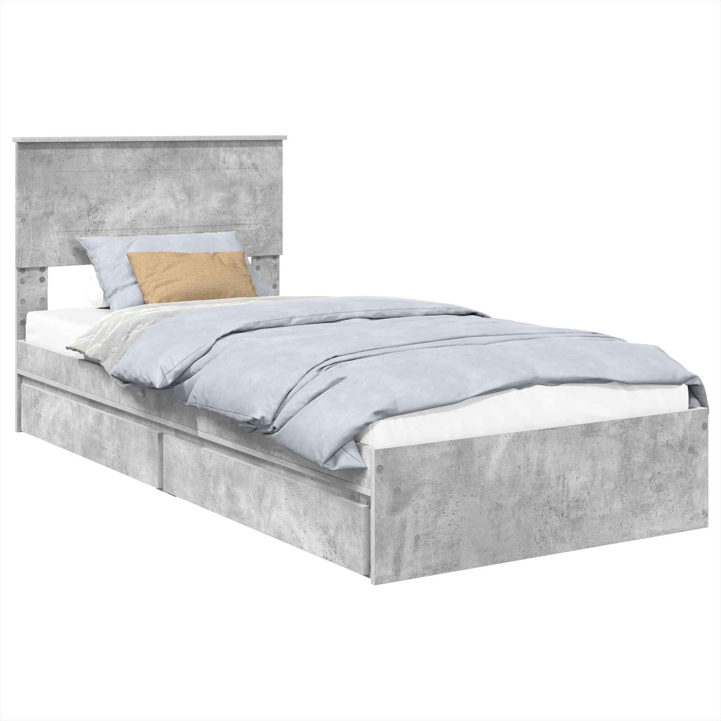 Letto con Contenitore con testiera Grigio cemento 75 x 190 cm