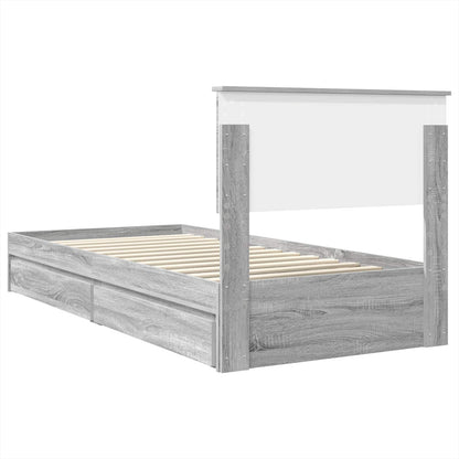 Letto con Contenitore con testiera Grigio Sonoma 75 x 190 cm | homemem39