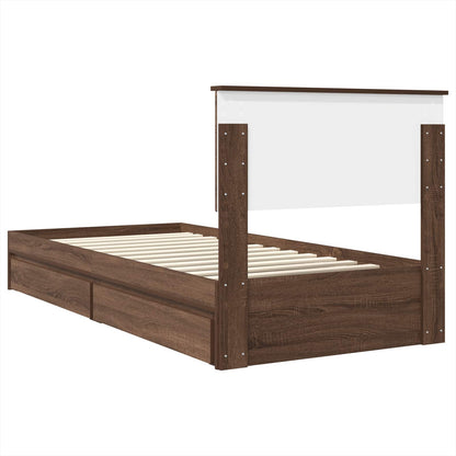 Letto con Contenitore con testiera Rovere Marrone 75 x 190 cm | homemem39