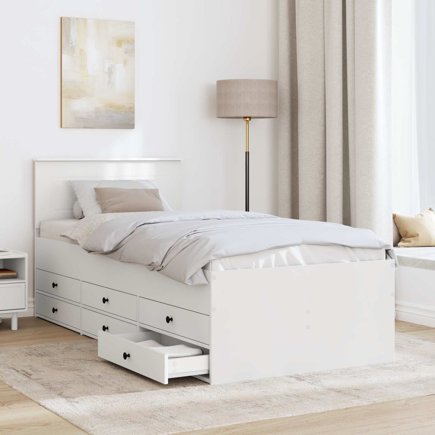 Daybed Bianco e Nero 100 x 200 cm Legno multistrato