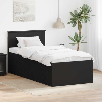 Daybed con cassetto Nero 100 x 200 cm Legno multistrato