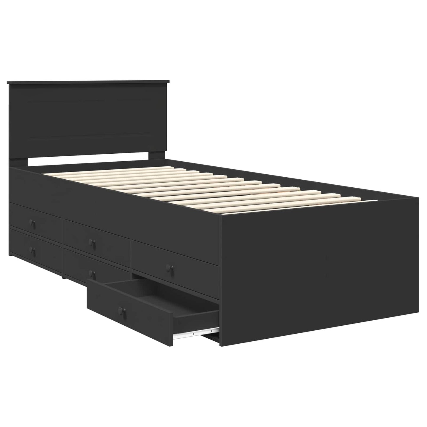 Daybed con cassetto Nero 100 x 200 cm Legno multistrato