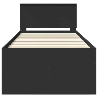 Daybed con cassetto Nero 100 x 200 cm Legno multistrato