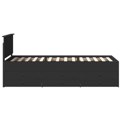 Daybed con cassetto Nero 100 x 200 cm Legno multistrato