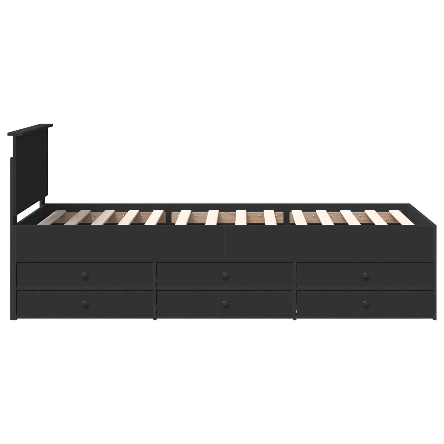 Daybed con cassetto Nero 90 x 190 cm Legno multistrato