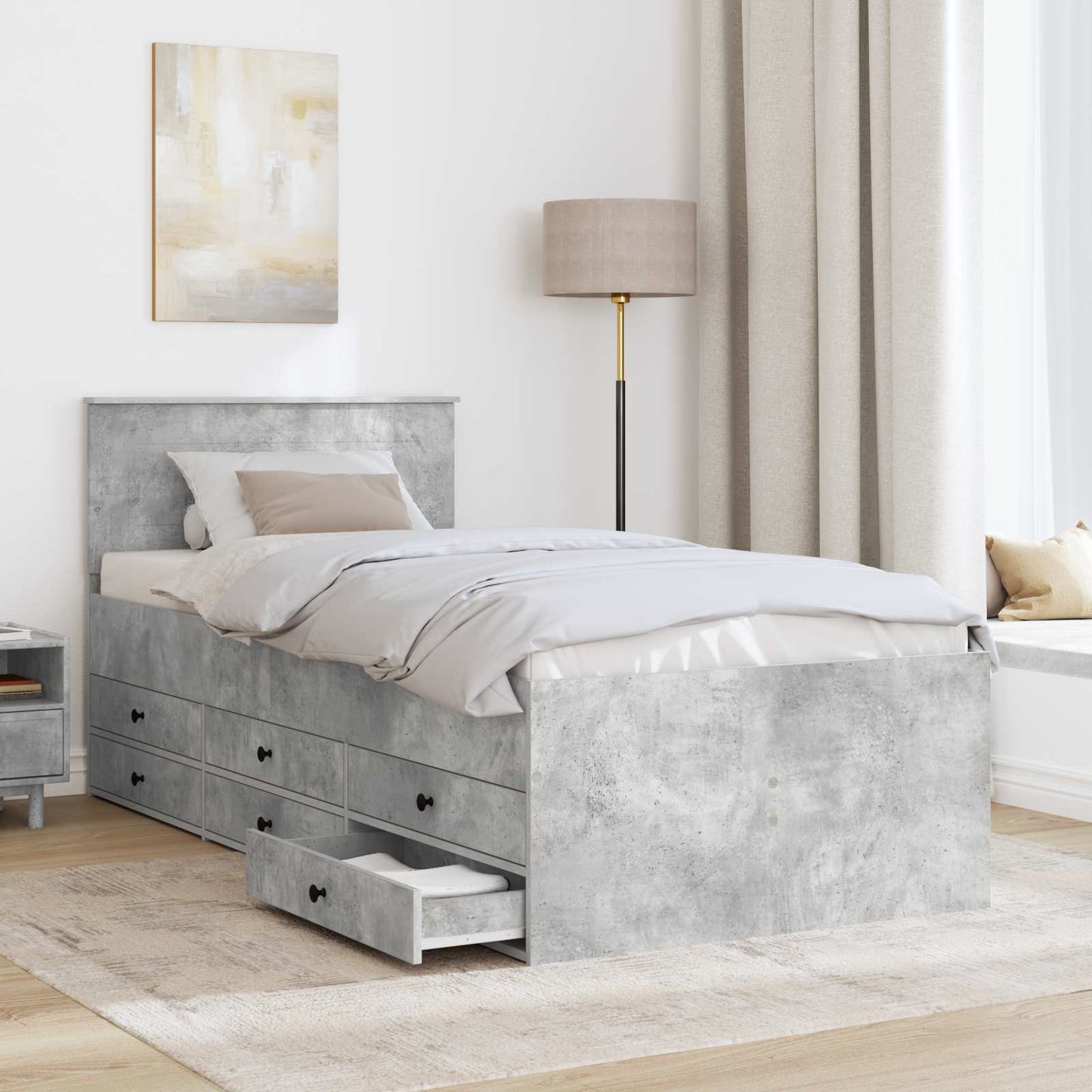 Daybed Grigio Cemento e Nero 90 x 200 cm Legno multistrato