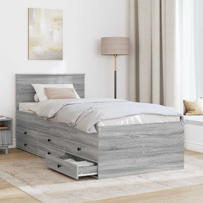 Daybed Grigio Sonoma e Nero 90 x 200 cm Legno multistrato