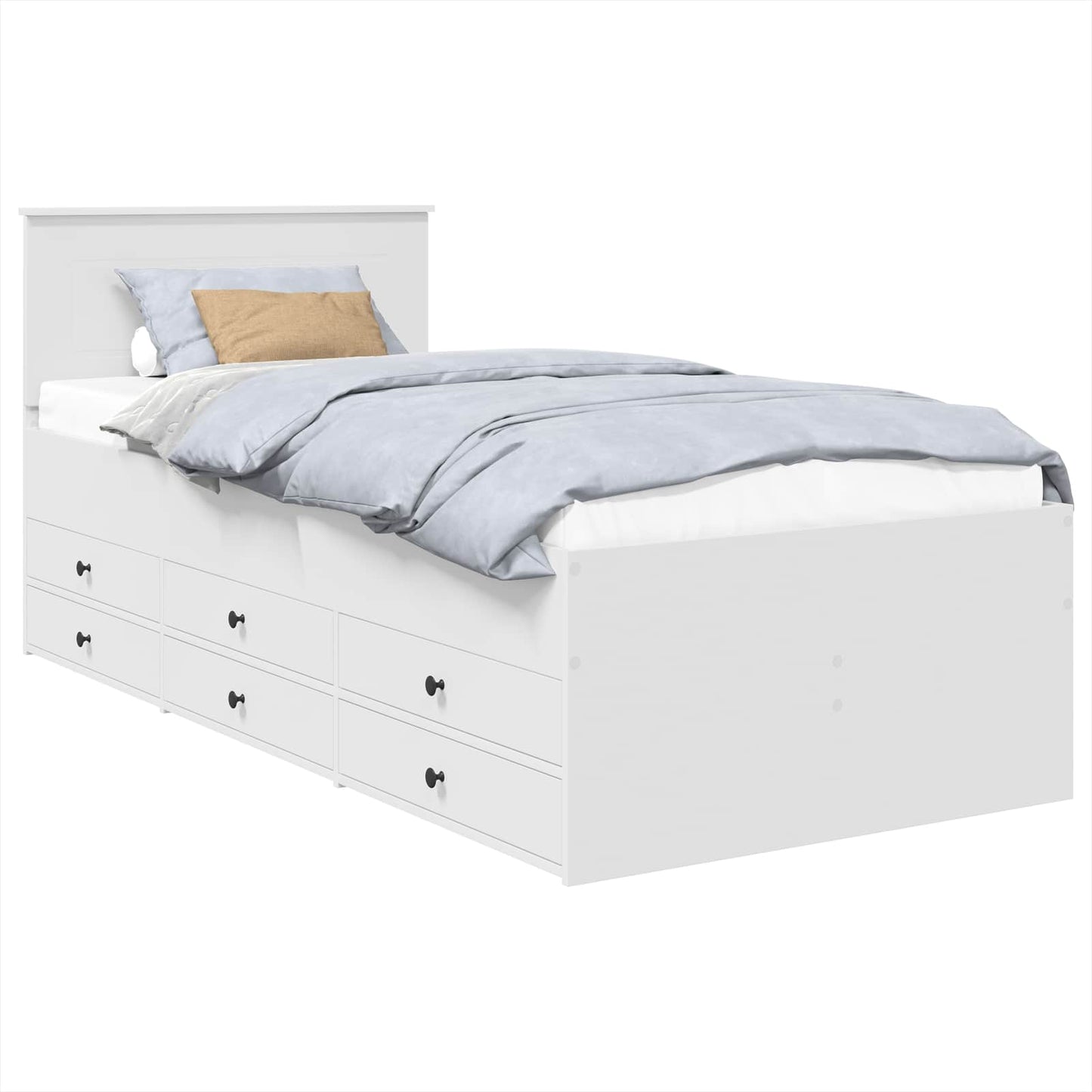 Daybed con cassetto Bianco e Nero 75 x 190 cm Legno multistrato