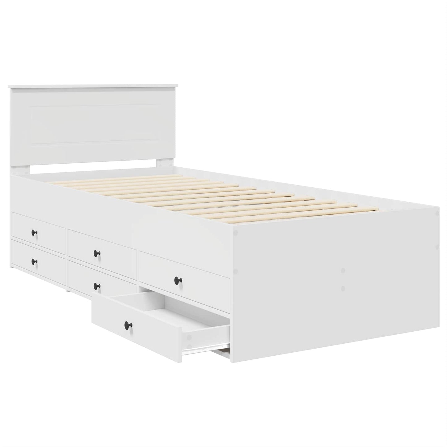 Daybed con cassetto Bianco e Nero 75 x 190 cm Legno multistrato