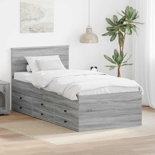 Daybed Grigio Sonoma e Nero 75 x 190 cm Legno multistrato | homemem39