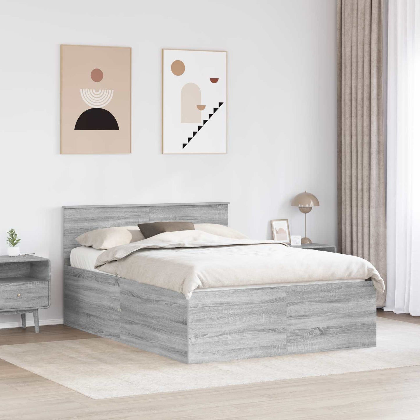 Struttura del letto con testiera Grigio Sonoma 160 x 200 cm | homemem39