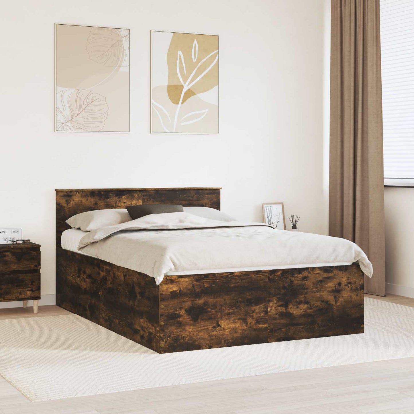 Struttura del letto Rovere fumé 150 x 200 cm Legno multistrato