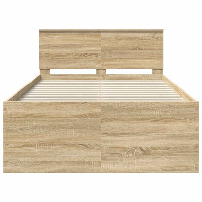 Struttura del letto con testiera Rovere Sonoma 135 x 190 cm