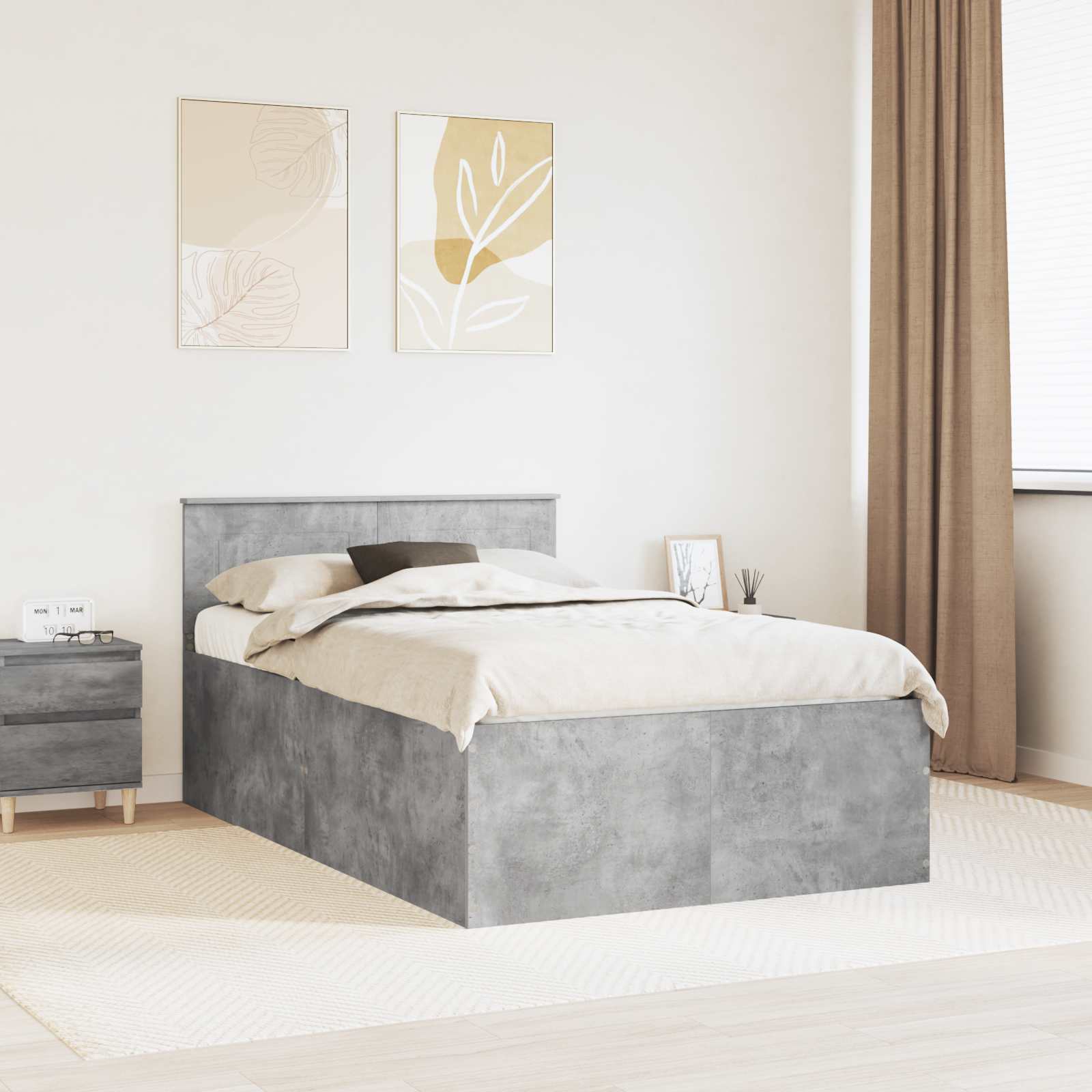 Struttura del letto con testiera Grigio cemento 120 x 190 cm | homemem39