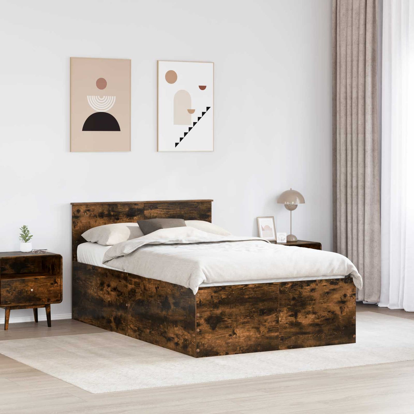 Struttura del letto Rovere fumé 120 x 200 cm Legno multistrato | homemem39
