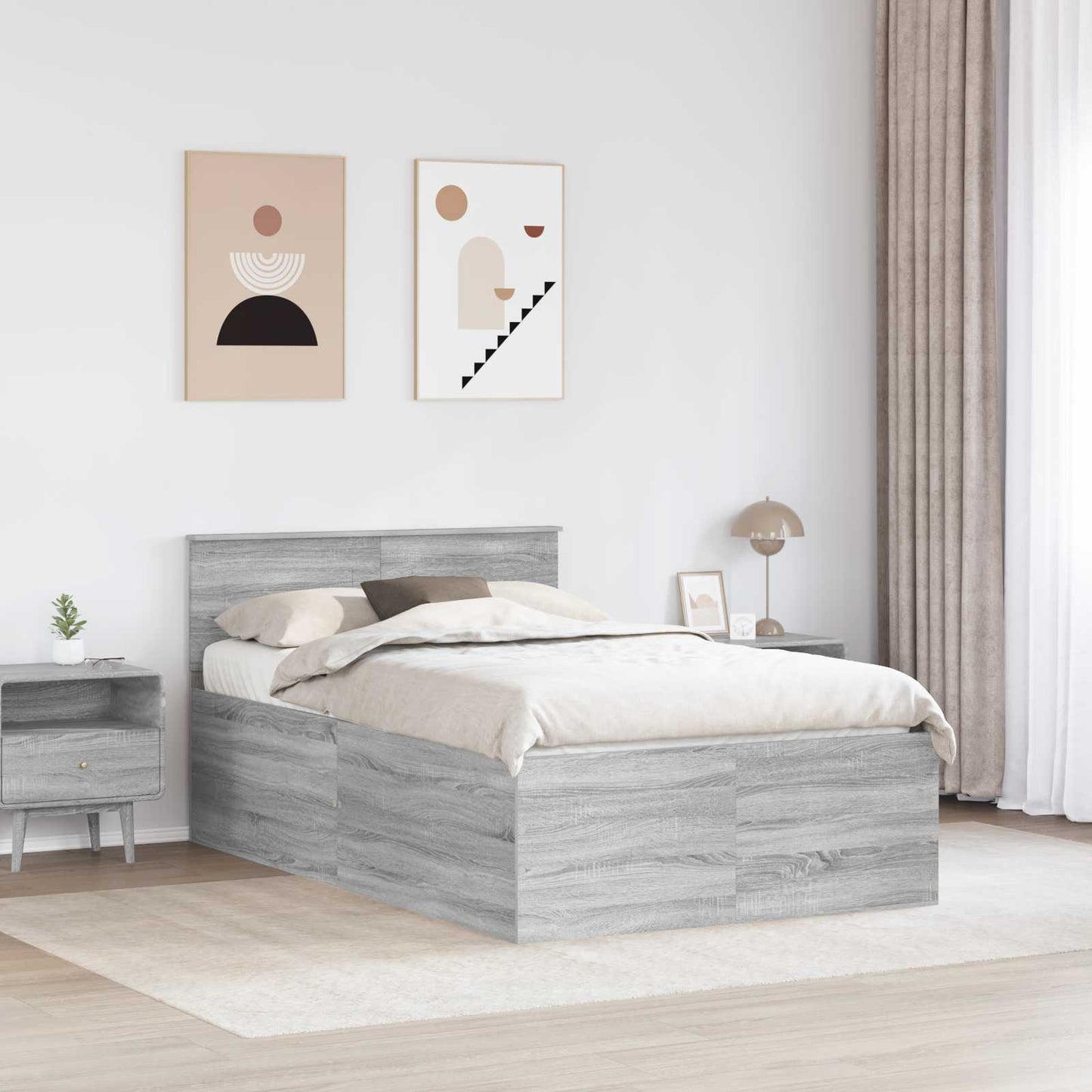 Struttura del letto con testiera Grigio Sonoma 120 x 200 cm