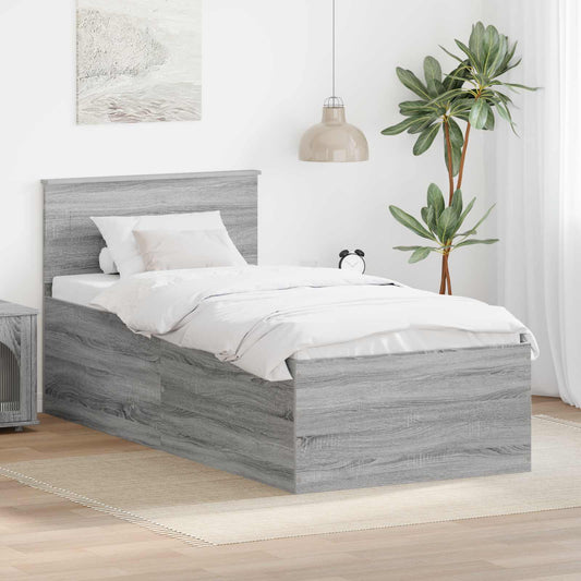Struttura del letto con testiera Grigio Sonoma 120 x 200 cm