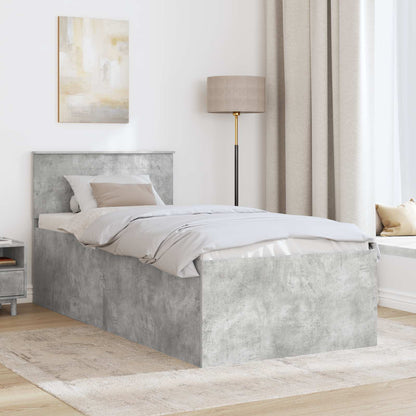 Struttura del letto con testiera Grigio cemento 90 x 190 cm