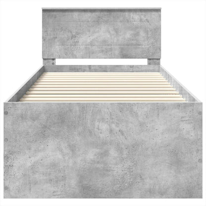 Struttura del letto con testiera Grigio cemento 90 x 190 cm