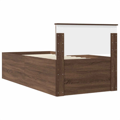 Struttura del letto con testiera Rovere Marrone 90 x 190 cm