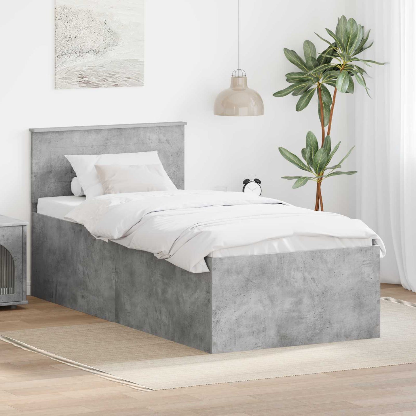 Struttura del letto con testiera Grigio cemento 75 x 190 cm