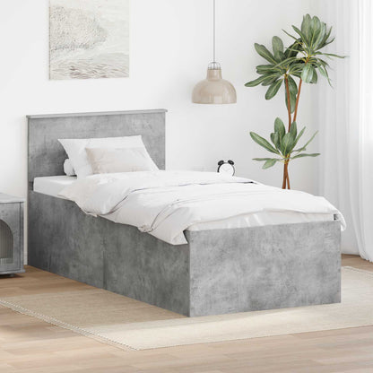 Struttura del letto con testiera Grigio cemento 75 x 190 cm