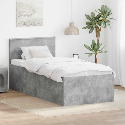 Struttura del letto con testiera Grigio cemento 75 x 190 cm
