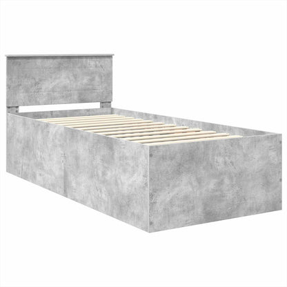 Struttura del letto con testiera Grigio cemento 75 x 190 cm