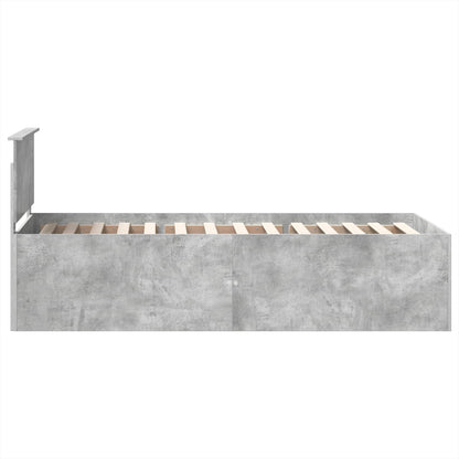 Struttura del letto con testiera Grigio cemento 75 x 190 cm