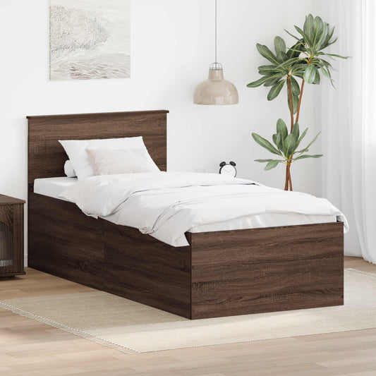 Struttura del letto con testiera Rovere Marrone 75 x 190 cm | homemem39