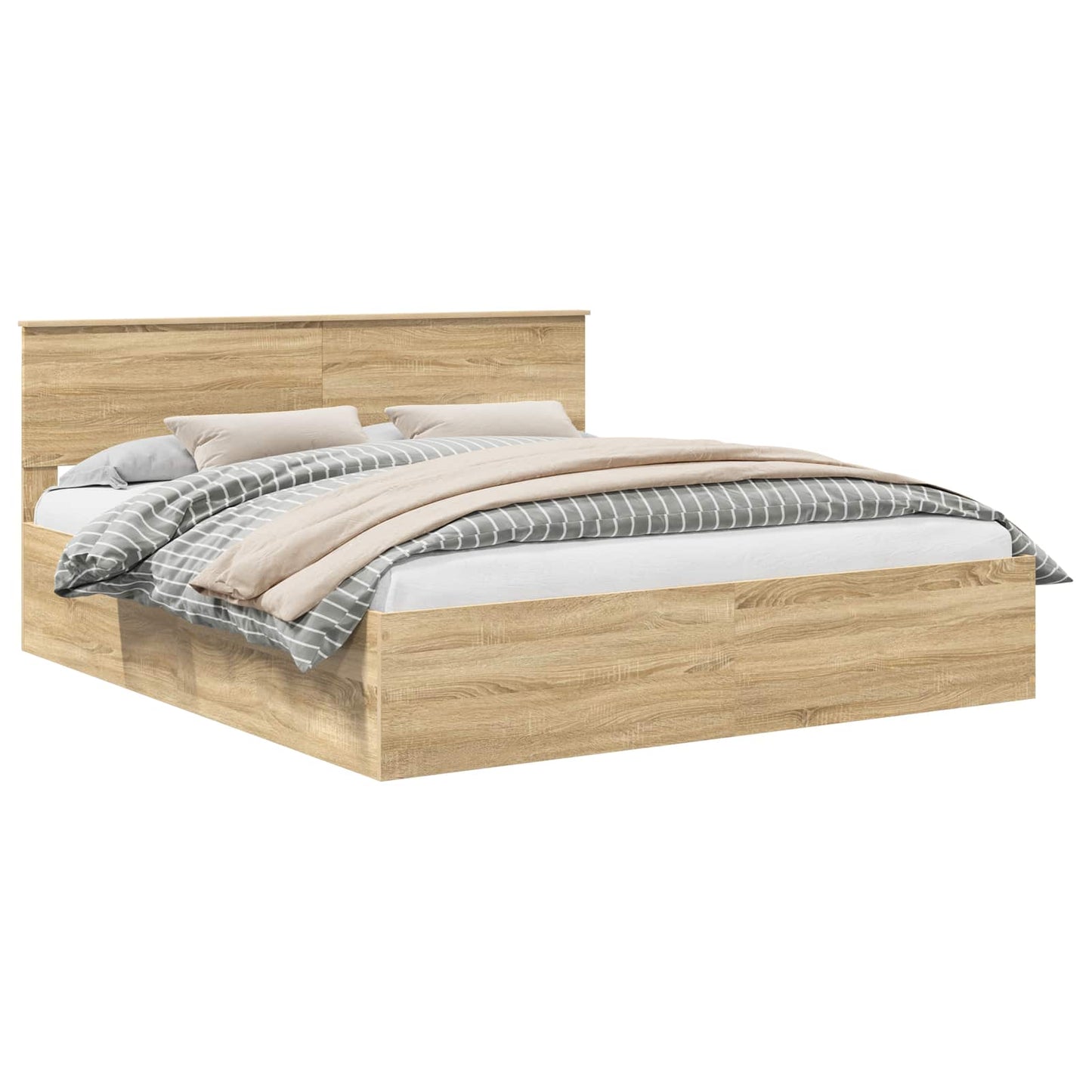 Struttura del letto con testiera Rovere Sonoma 200 x 200 cm