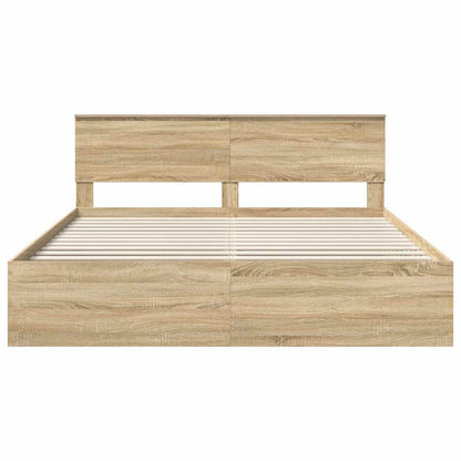 Struttura del letto con testiera Rovere Sonoma 200 x 200 cm