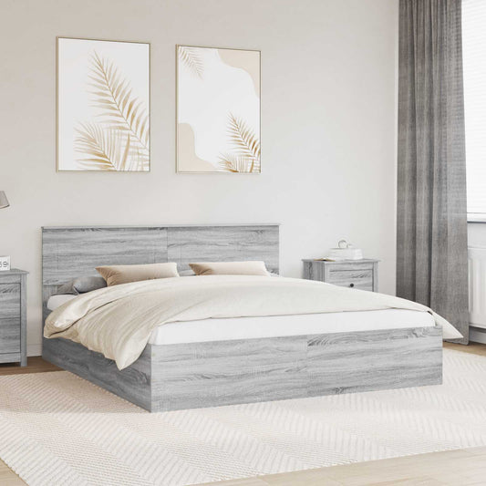 Struttura del letto con testiera Grigio Sonoma 200 x 200 cm | homemem39